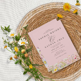 Invitación Boda del Boho Rosa de la flor silvestre de verano 