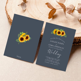 Invitación Boda del Boho Royal Blue Sunflower
