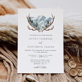 Invitación Boda del Boho Rustic Antlers Mountain