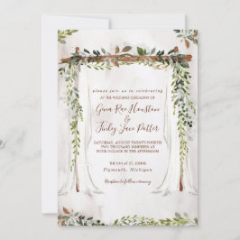 Invitación Boda del Boho Rustic Wood & Greenery Arch Canopy