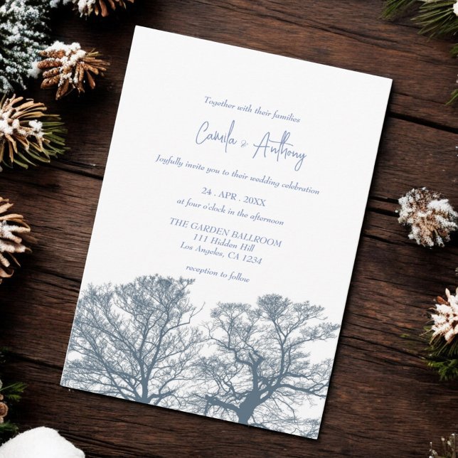 Invitación Boda del Boho tropical de los árboles de fondo azu (Subido por el creador)