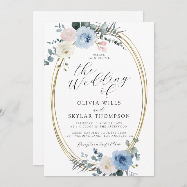 Invitación Boda del Boho tropical de Rubor Blue Light Beach (Anverso / Reverso)