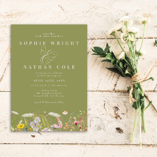 Invitación Boda del Boho Verde de flor salvaje de verano de p