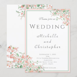 Invitación Boda del Boho verde y rosa botánico