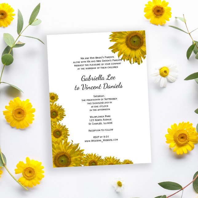 Invitación Boda del borde del girasol (Subido por el creador)