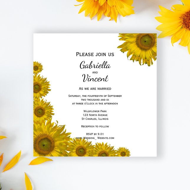 Invitación Boda del borde del girasol (Subido por el creador)