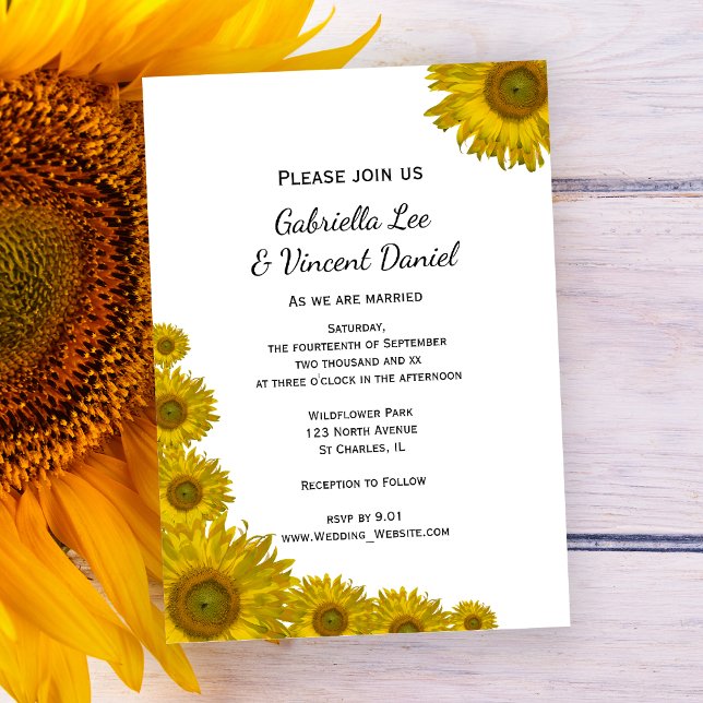 Invitación Boda del borde del girasol amarillo (Subido por el creador)