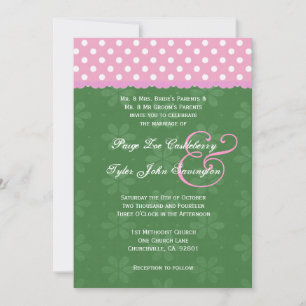 Invitación Boda del borde verde y del borde de cinta rosada