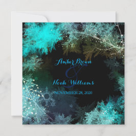 Invitación Boda del bosque de la noche azul turquesa