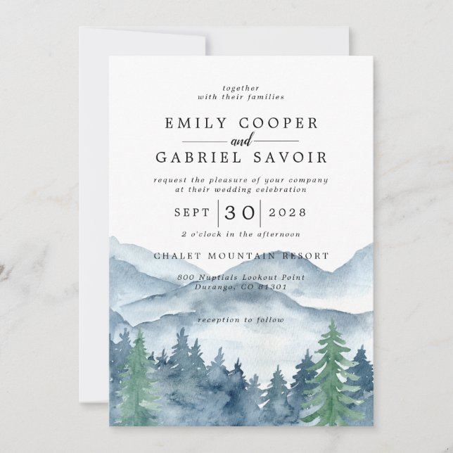 Invitación Boda del Bosque de Montaña Rusa (Anverso)