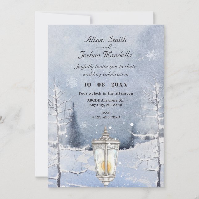 Invitación Boda del bosque de nieve del paisaje invernal (Anverso)