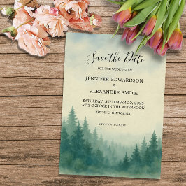 Invitación Boda del bosque de pinos acuarela Guardar fecha