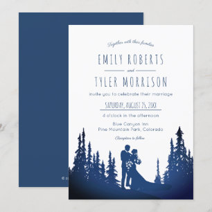 Invitación Boda del Bosque de Pinos de Montaña Rusa - Azul ©