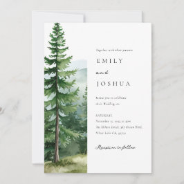 Invitación Boda del bosque de pinos rústicos