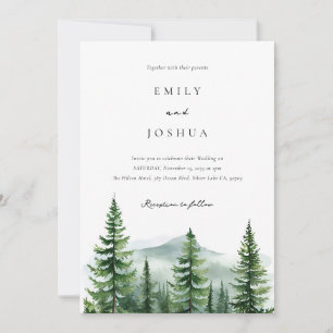 Invitación Boda del bosque de pinos rústicos