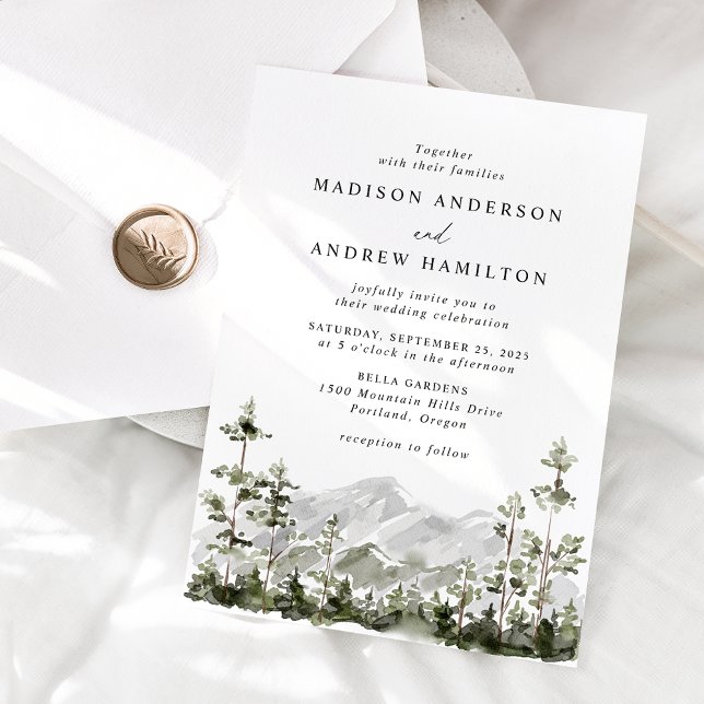 Invitación Boda del Bosque Evergreen de Montaña Rusa (Subido por el creador)