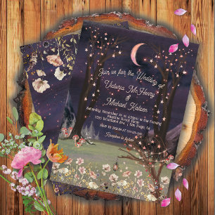 Invitación Boda del bosque floral encantado de la luna