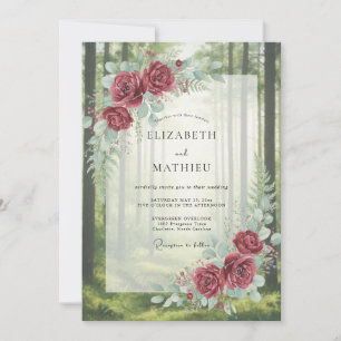 Invitación Boda del Bosque Frondoso Escarlata