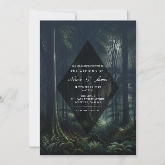 Invitación Boda del Bosque Oscuro al Crepúsculo (Anverso)