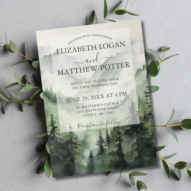Invitación Boda del Bosque Rústico de Pinos de Montaña (Subido por el creador)