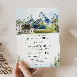 Invitación Boda del bosque Watercolor Mountain Boho