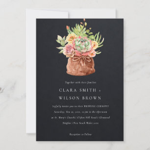 Invitación Boda DEL BUNCH DE CACTI, SUCULENTE DE DESIERTO NEG