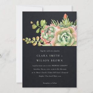 Invitación Boda DEL BUNCH DE CACTI, SUCULENTE DE DESIERTO NEG