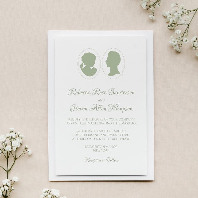 Invitación Boda del Cameo Verde de Regencia Clásica (Subido por el creador)