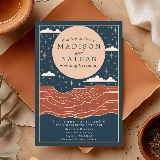 Invitación Boda del cañón de la luna del desierto moderno (Subido por el creador)