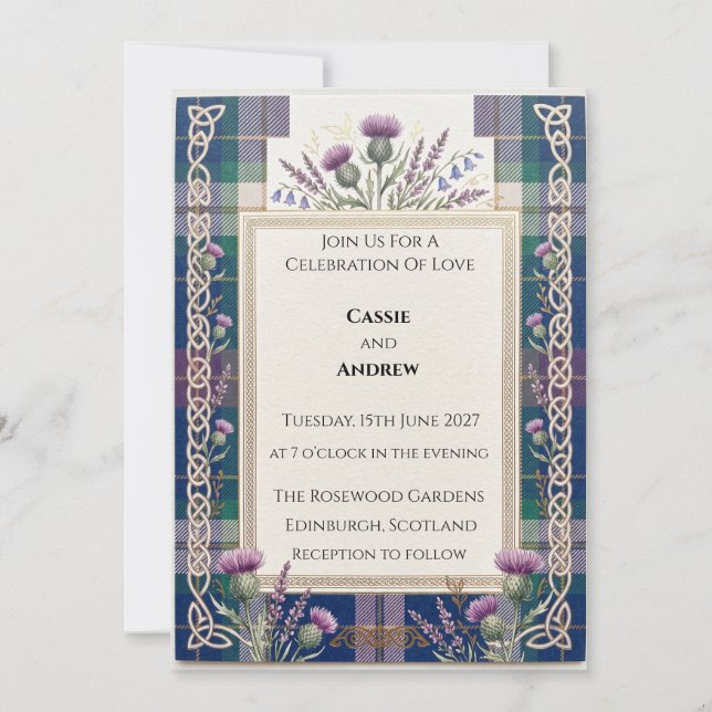 Invitación Boda del Cardo Tartán (Anverso)