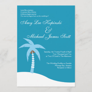 INVITACIÓN BODA DEL CARIBE AZUL DEL DESTINO DE PALMTREE