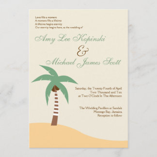 INVITACIÓN BODA DEL CARIBE VERDE DEL DESTINO DE PALMTREE