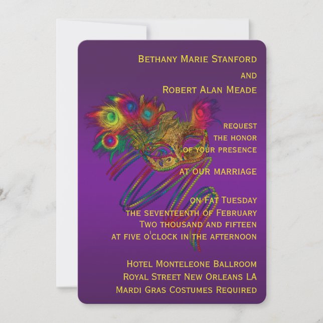 Invitación Boda del carnaval (Anverso)