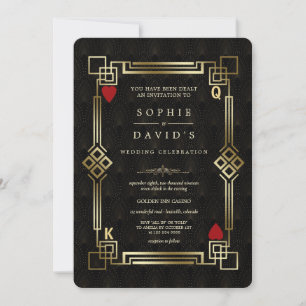 Invitación Boda del Casino de Póquer Glam Great Gatsby Las Ve