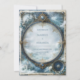 Invitación Boda del Castillo Celestial Azul