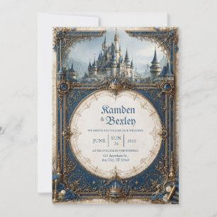 Invitación Boda del Castillo Corona Azul Real