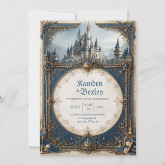 Invitación Boda del Castillo Corona Azul Real