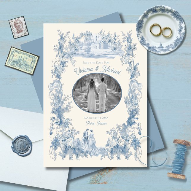 Invitación Boda del castillo de Floral de Toile Guardar la fo (Subido por el creador)