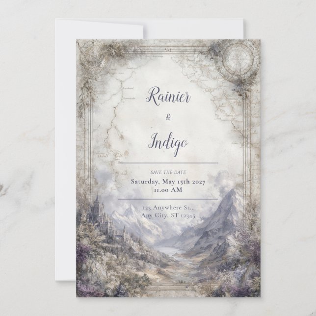 Invitación Boda del castillo de los bosques encantado (Anverso)