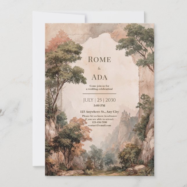 Invitación Boda del Castillo de los Bosques Misty (Anverso)