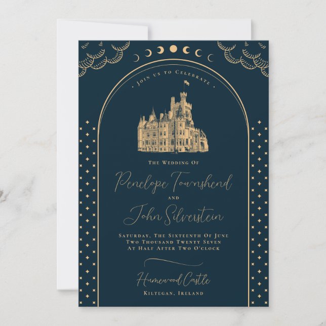 Invitación Boda del Castillo de Oro Azul de la Marina Celeste (Anverso)