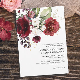 Invitación Boda del Casual Floral de Rubor Gold Burgundy Wine