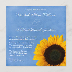 Invitación Boda del cielo azul amarillo girasol