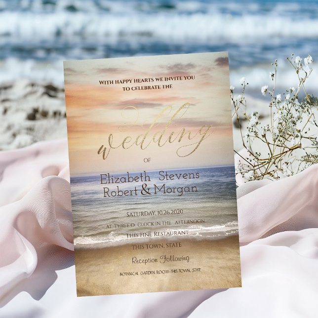 Invitación Boda del cielo de arena de playa (Subido por el creador)