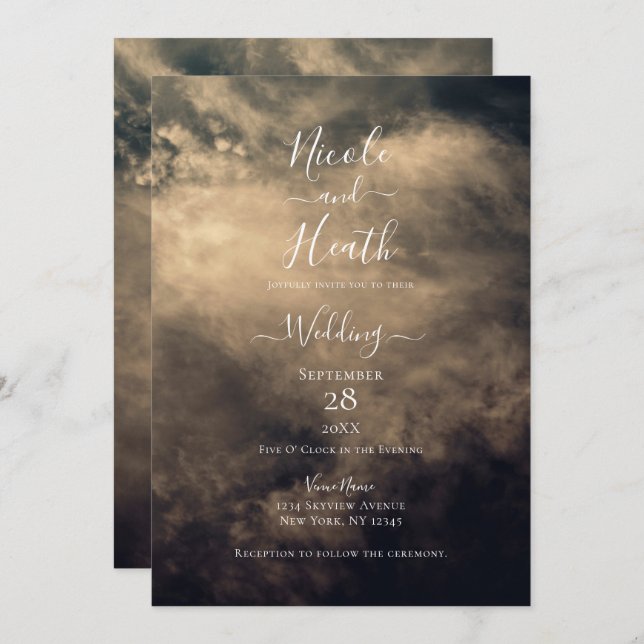 Invitación Boda del cielo de la tormenta oscura (Anverso / Reverso)