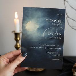 Invitación Boda del cielo gótico oscuro de luna llena