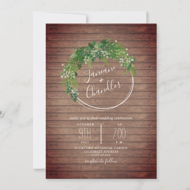 Invitación Boda del círculo de la madera de la madera (Anverso)