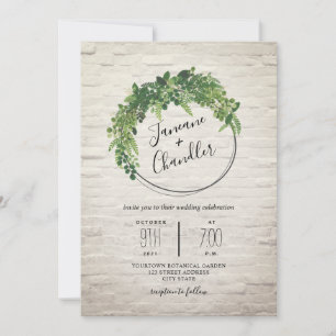 Invitación Boda del Círculo de Ladrillo Blanco verde