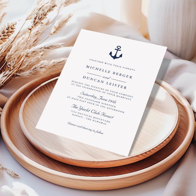 Invitación Boda del Club Náutico Azul Anchor Clásico (Subido por el creador)