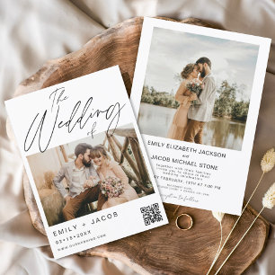 Invitación Boda del código QR Foto moderna Minimalista